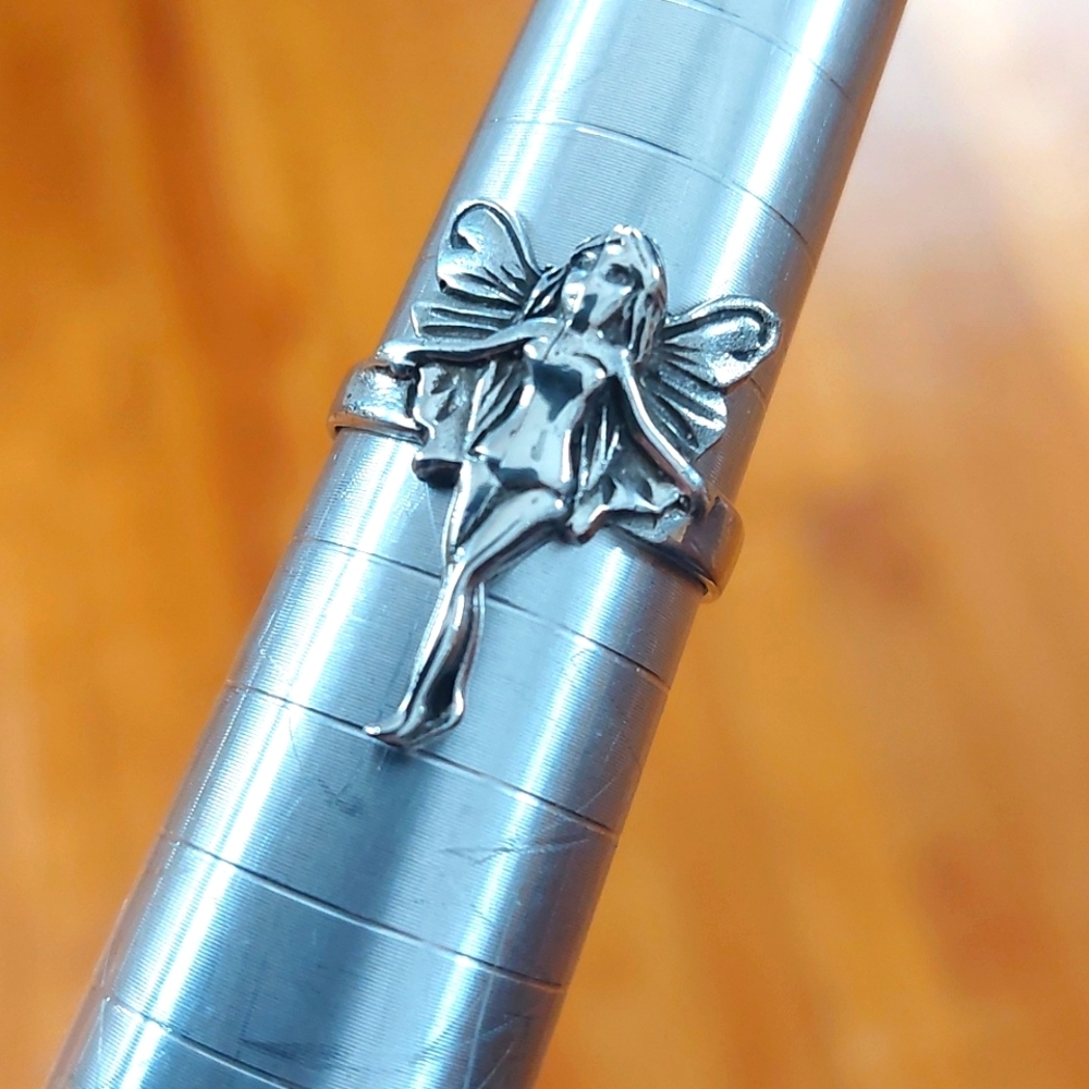 Whimsical Sterling Silver Fairy Ring (6.5)